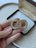 Broche Céline Vintage - Eslabones Pavimentados De Strass