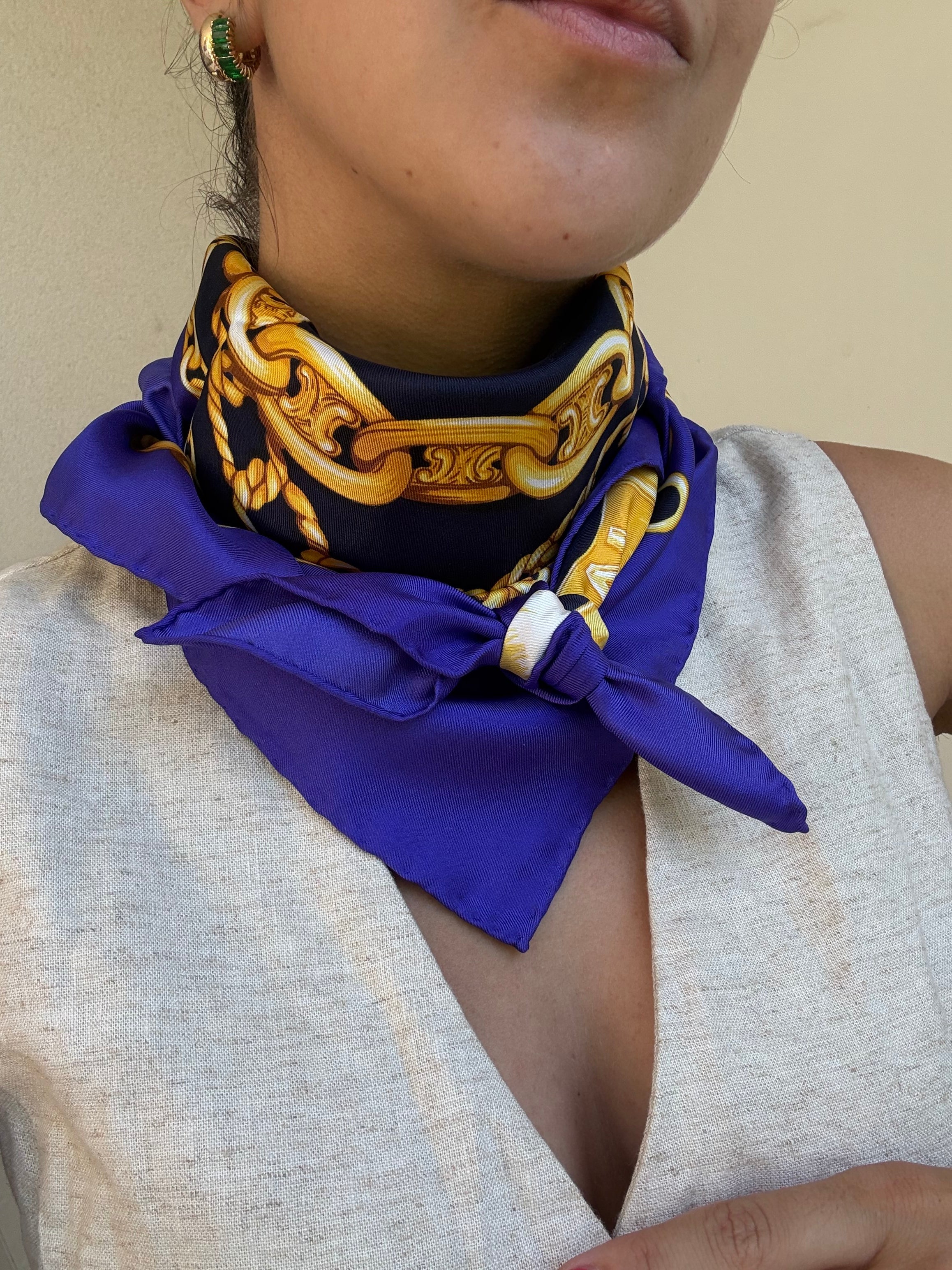 Céline Scarf – Gold Chains and Medallions