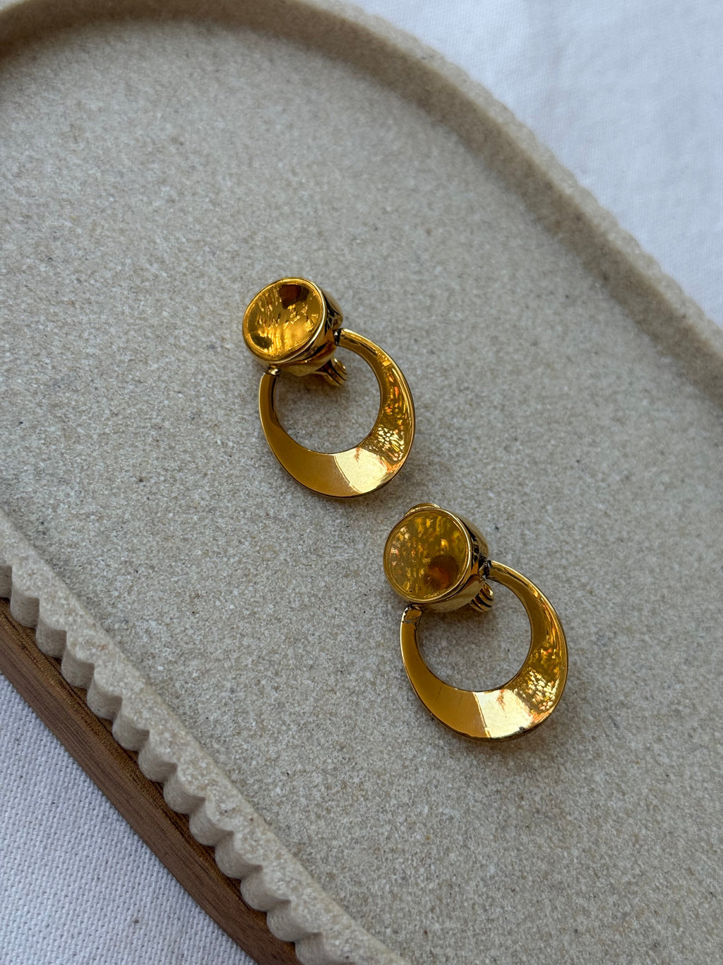 Vintage Monet Earrings - Suspended Gold Rings