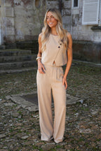 Amanda Buttoned Top - Taupe