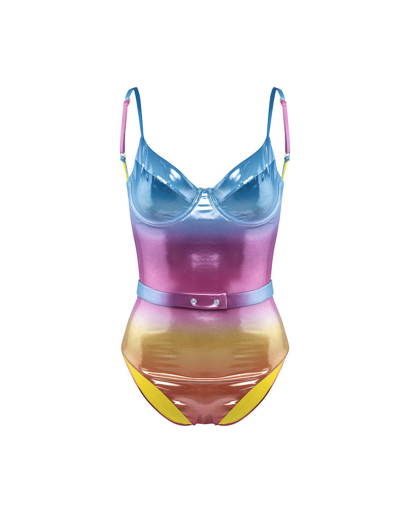 Zoë Sunset Red/Blue Balcony One-Piece Set
