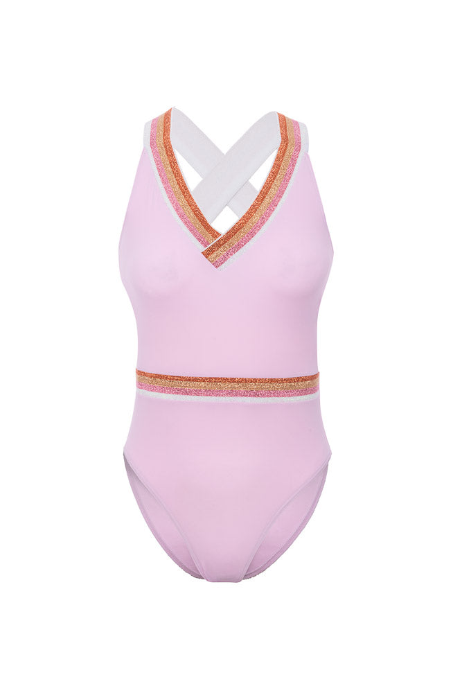 Bañador de una pieza con rosa dorada