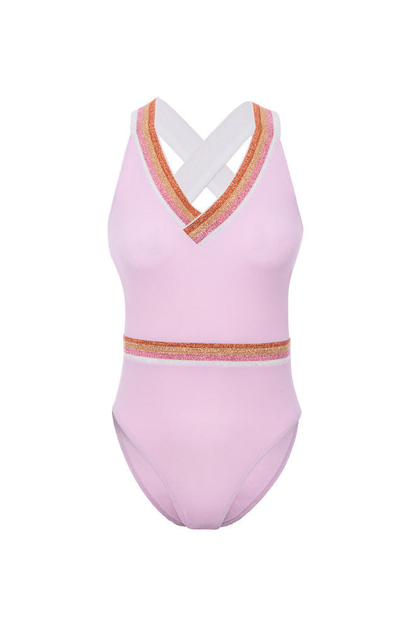 Bañador de una pieza con rosa dorada