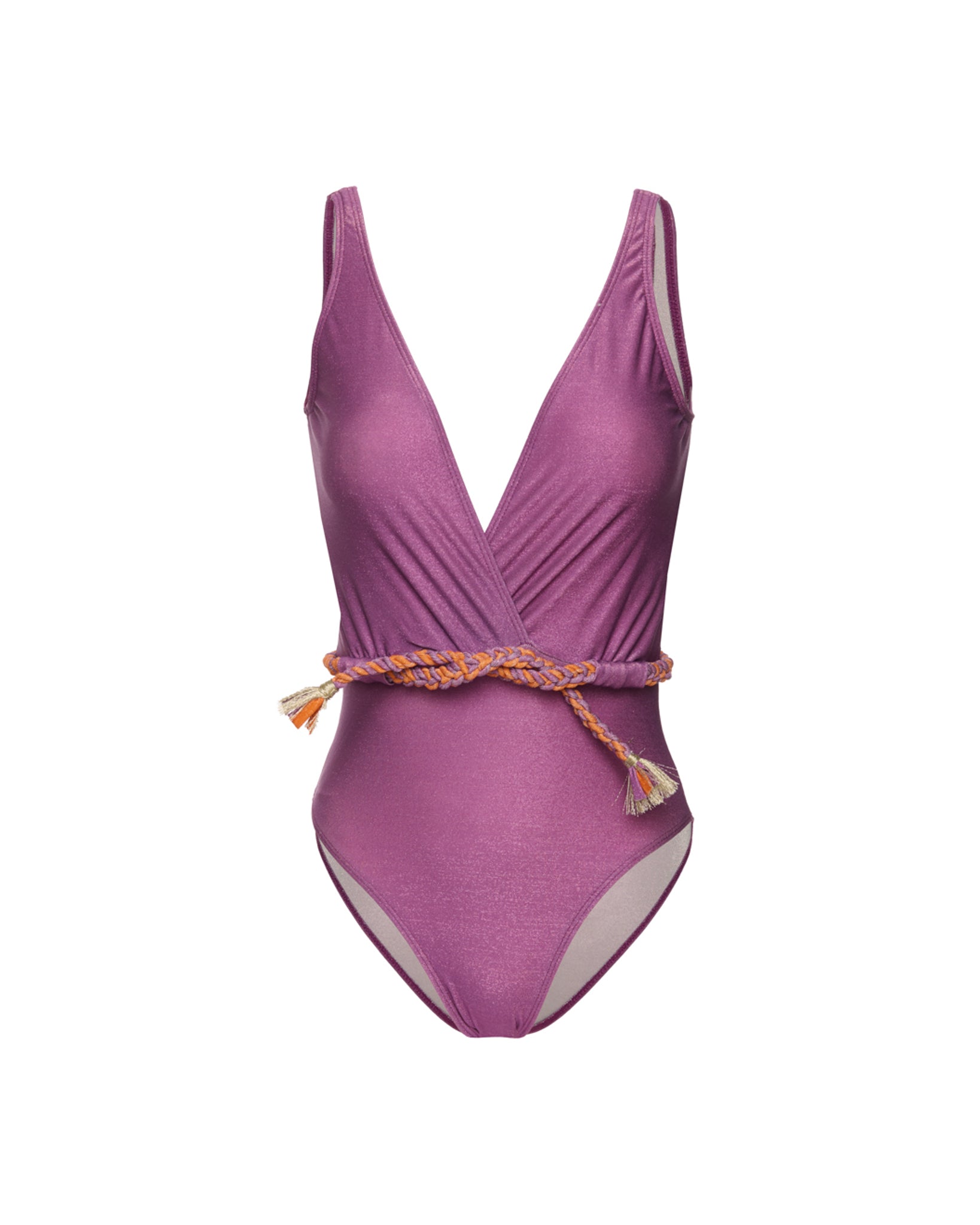 Une Pièce Croisé Lurex Mauve