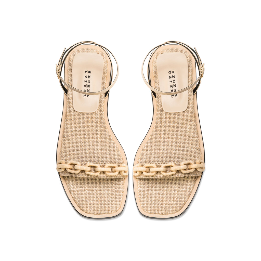 Catena Notte Natural Flat Ankle Cross Sandal