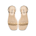 Catena Notte Natural Flat Ankle Cross Sandal