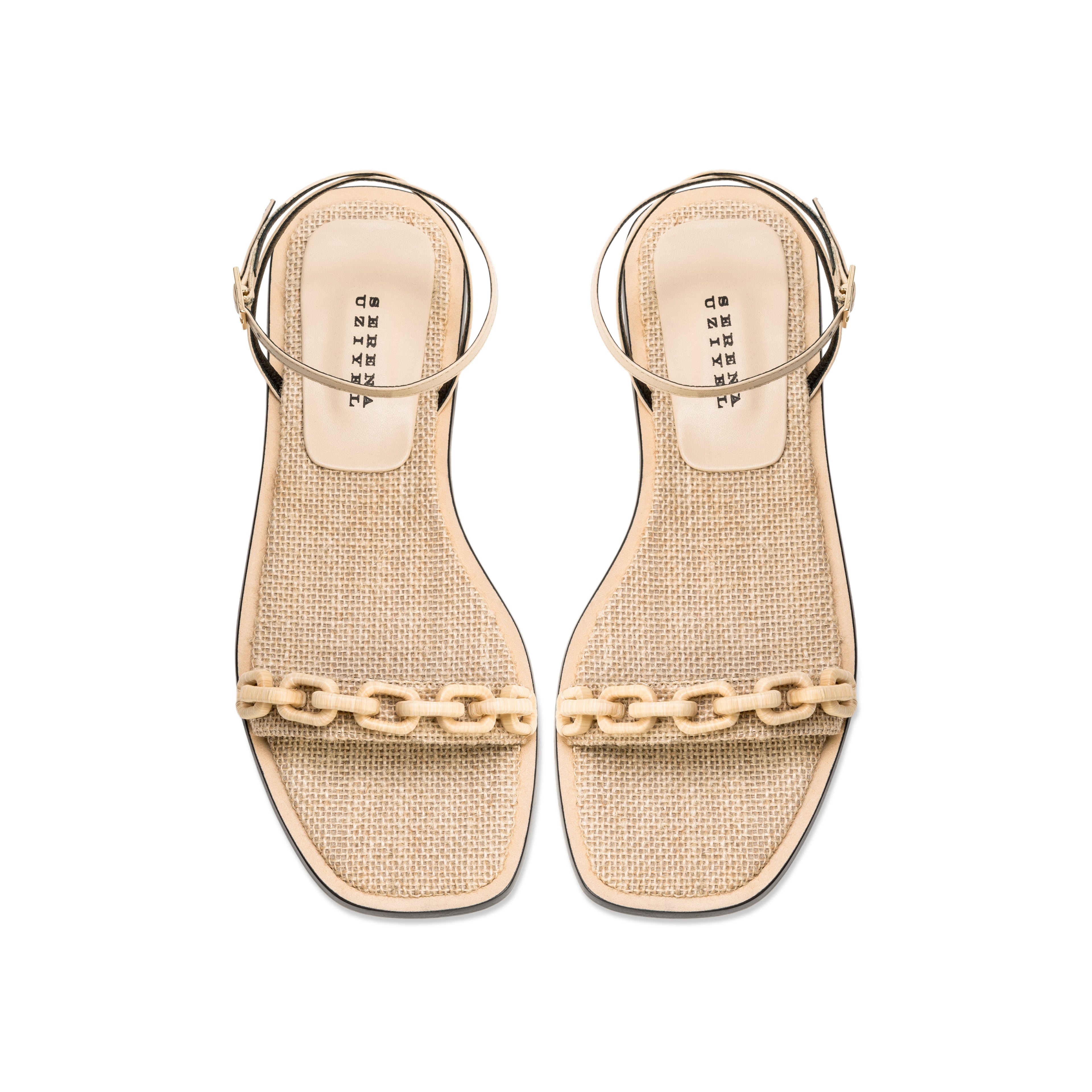Catena Notte Natural Flat Ankle Cross Sandal