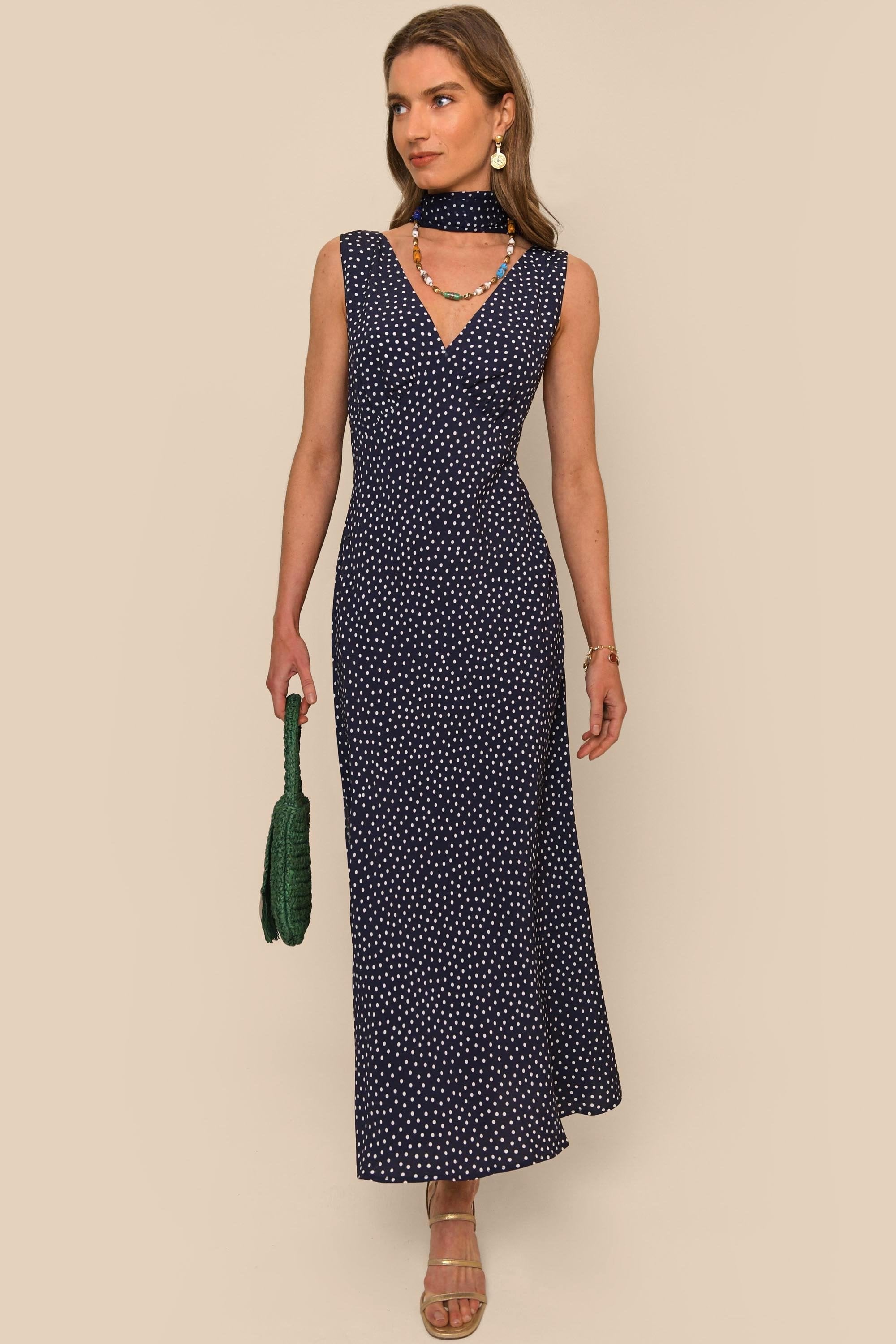 Robe Sandrine Mini Navy Polka Dot