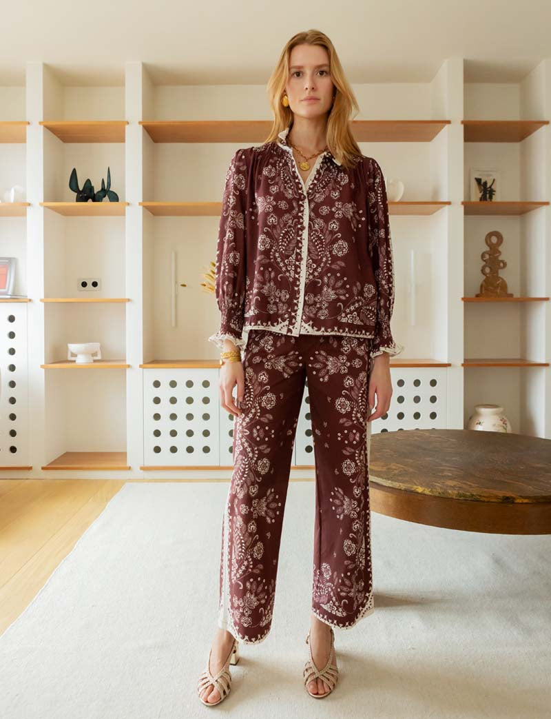 Chocoladebruine Blouse Leona