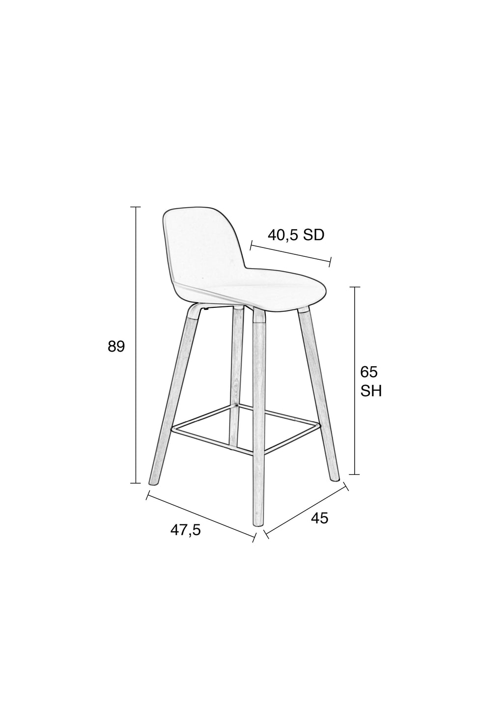Albert Kuip 65 Cm - Set of 2 Bar & Counter Stools - Polypropylene Plastic - Dark Gray
