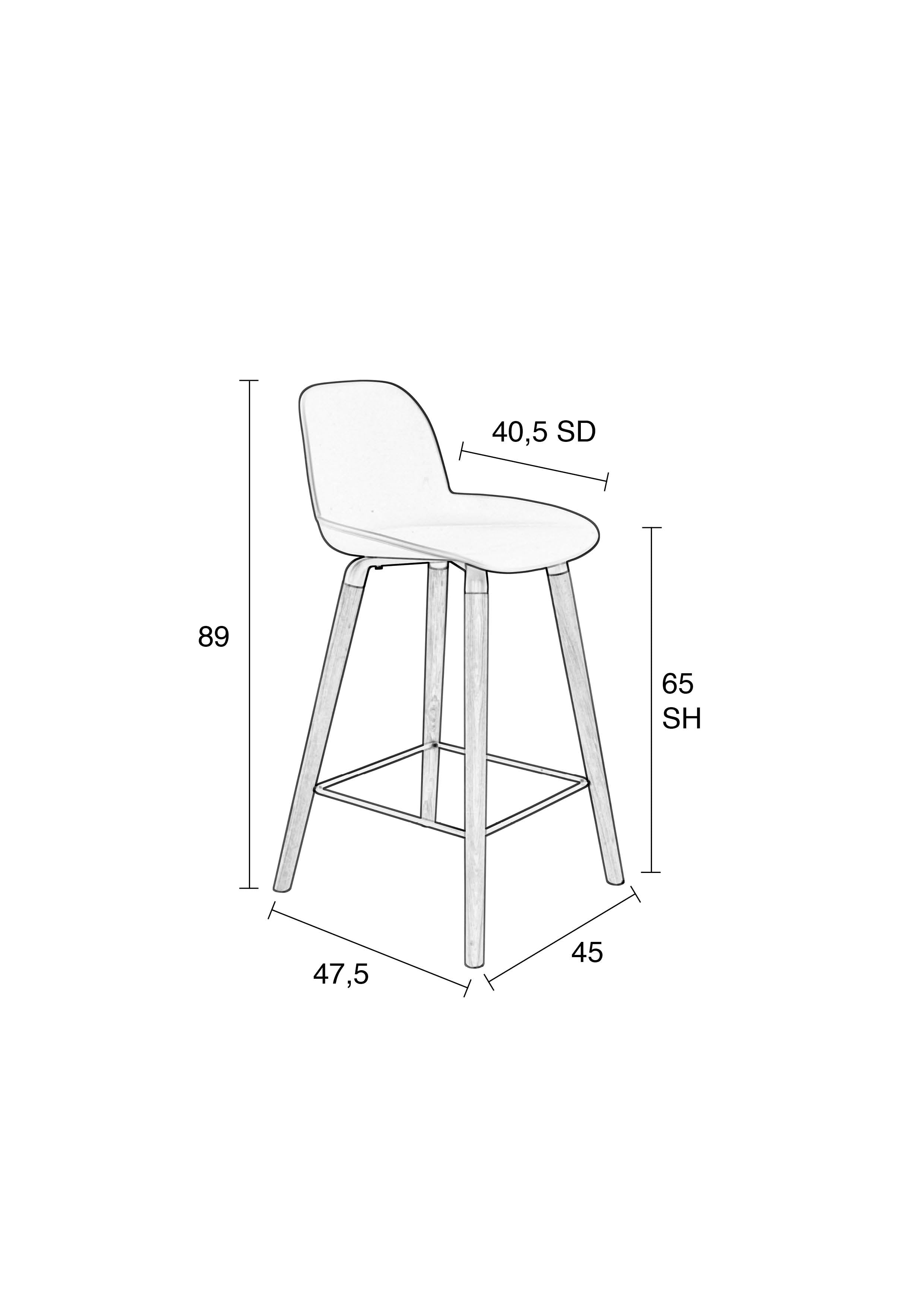 Albert Kuip 65 Cm - Set of 2 Bar & Counter Stools - Polypropylene Plastic - Dark Gray