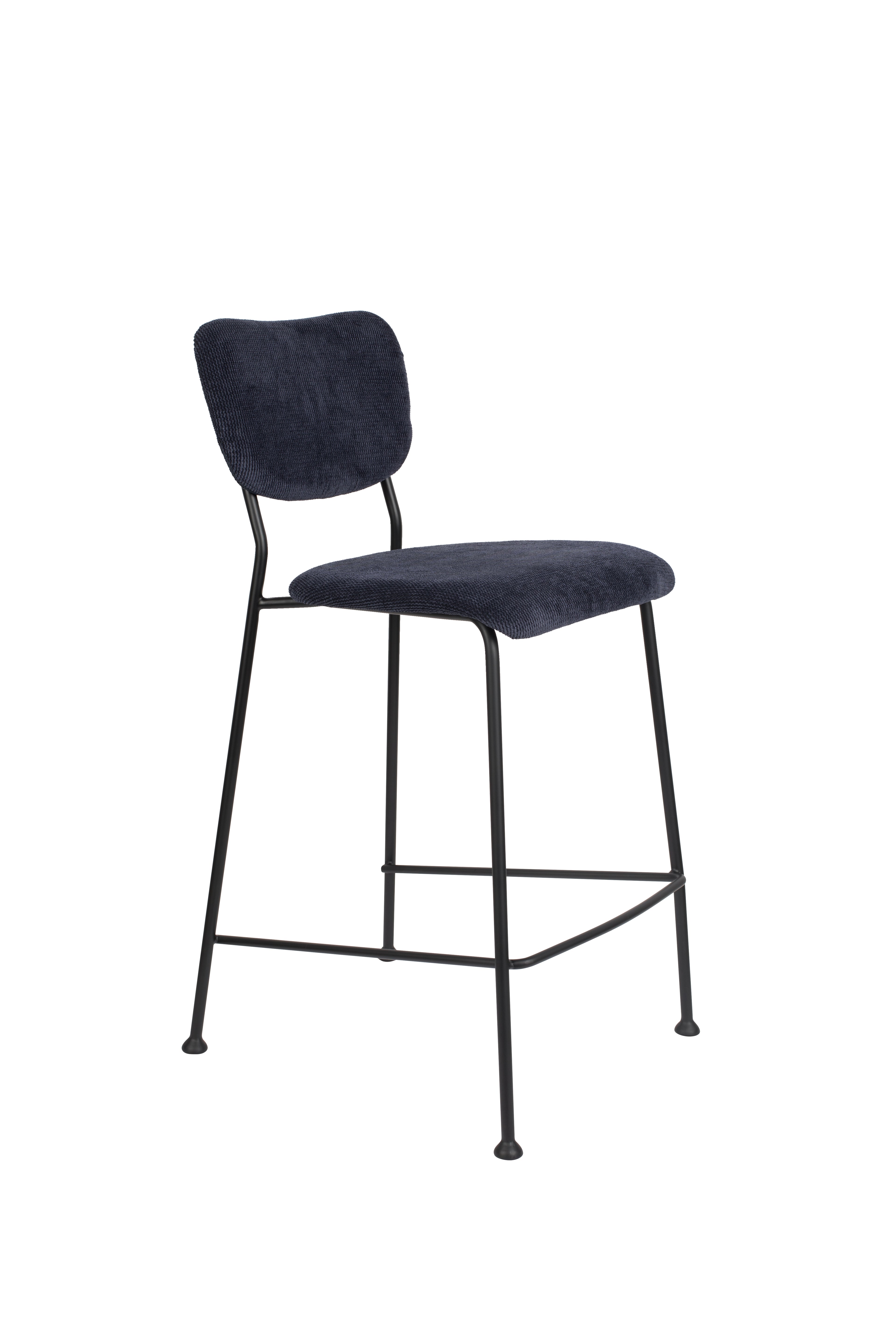 Benson 64,5 cm - Juego de 2 taburetes de bar y mostrador - Tela - Azul oscuro