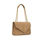 Saint Laurent - Bolso de hombro Loulou grande - Mujeres - Beige