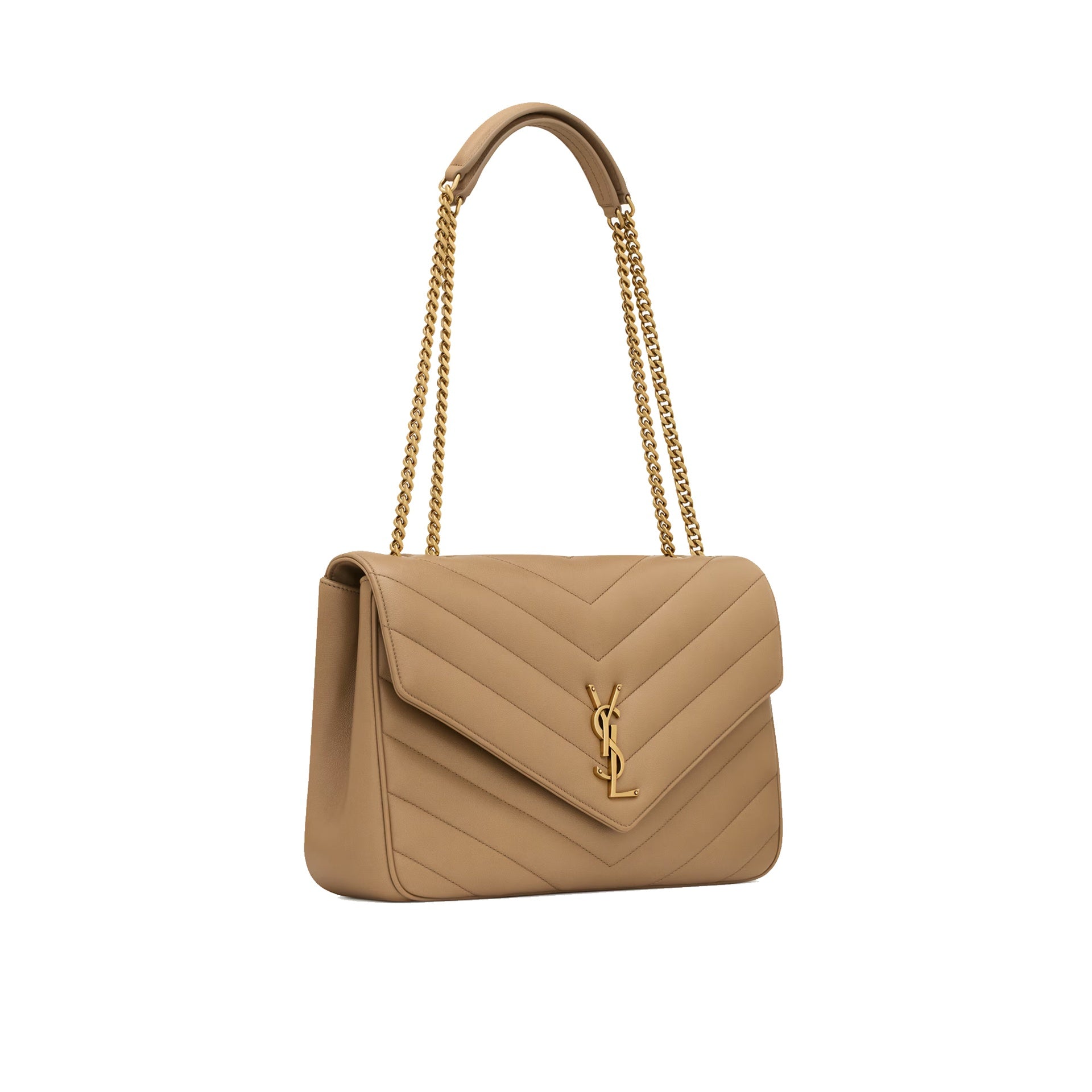 Saint Laurent - Bolso de hombro Loulou grande - Mujeres - Beige