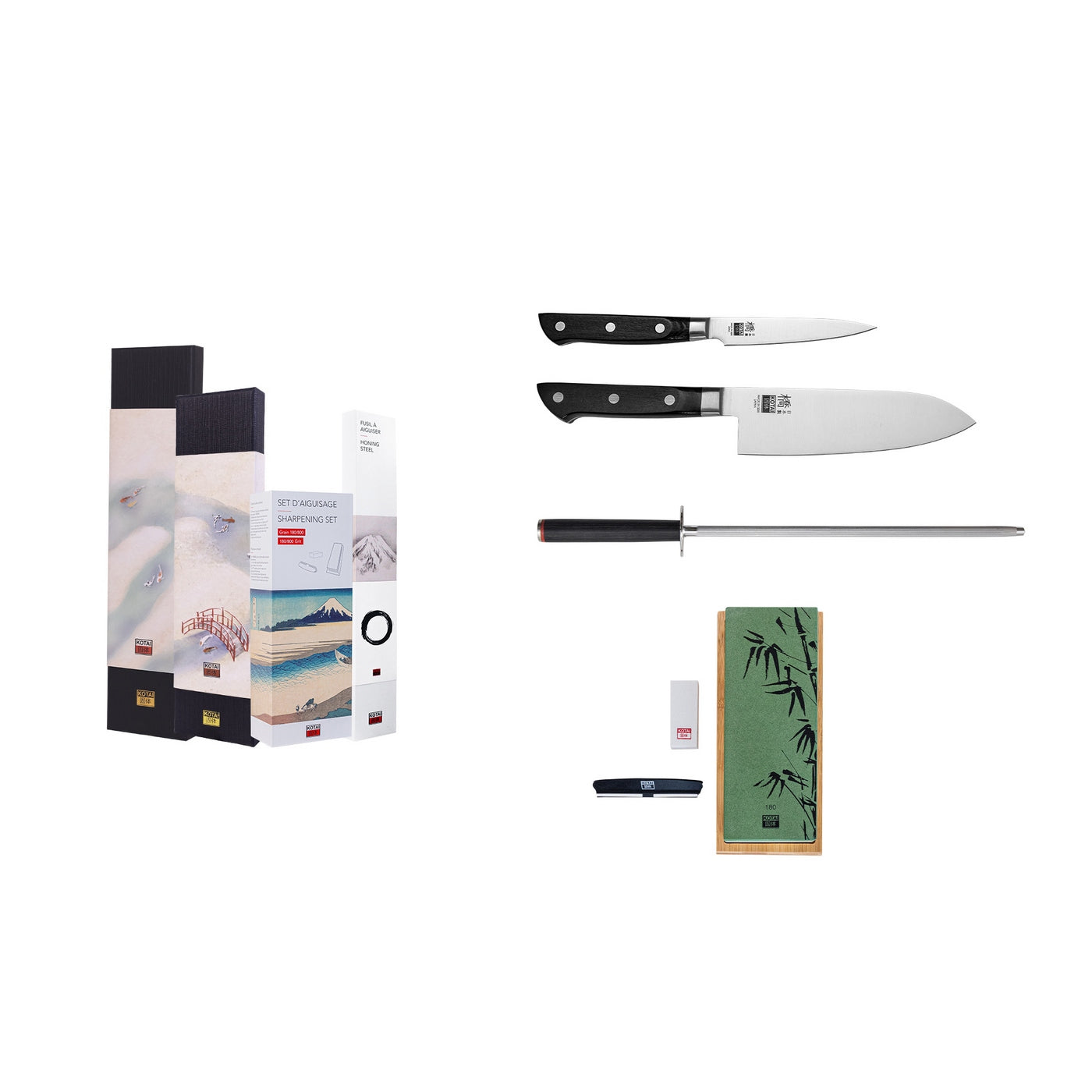 Collection Hashi Classique - Set De Base Deluxe 4 Pièces : 2 Couteaux + 2 Accessoires