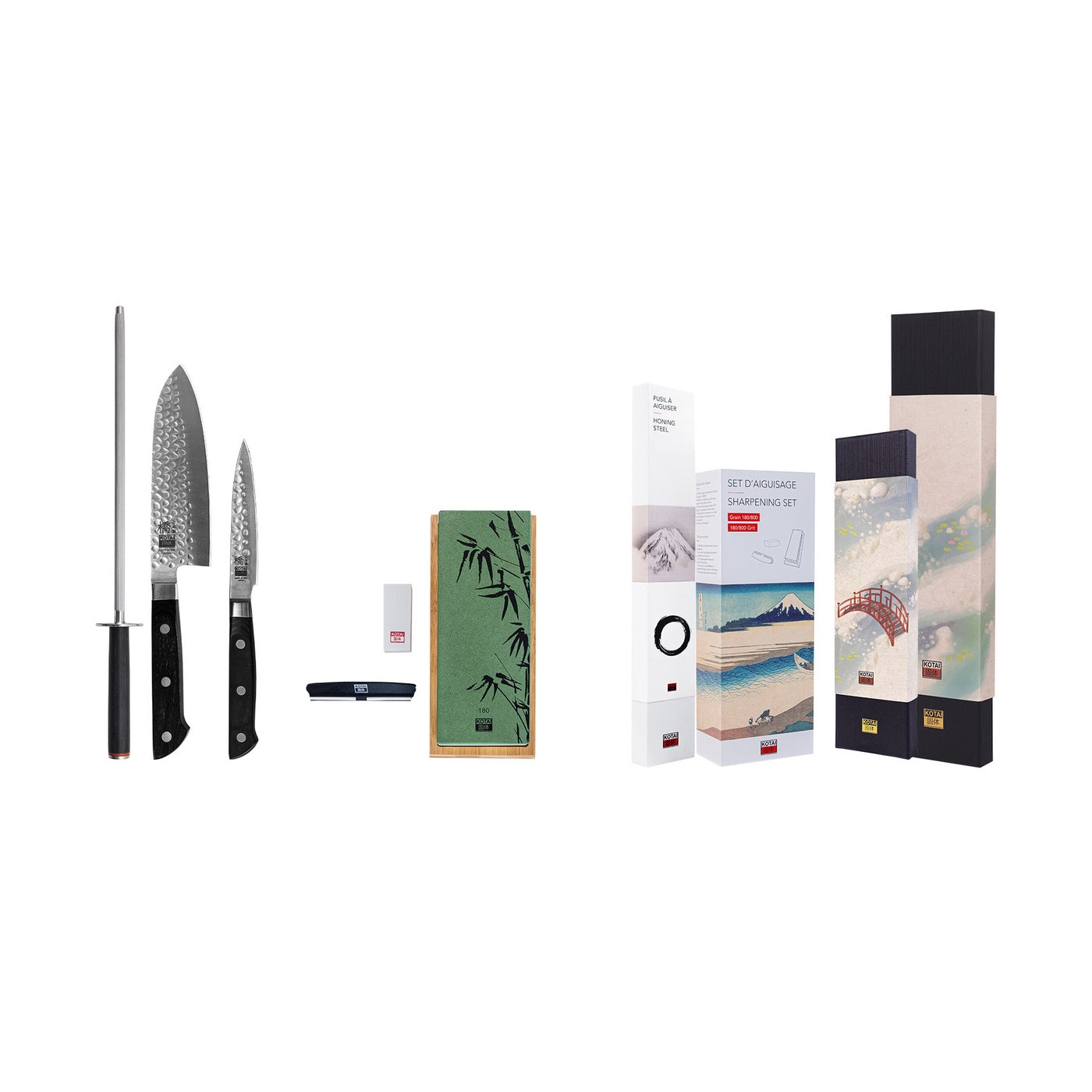 Colección Hashi Tsuchime - Set Básico Deluxe de 4 Piezas - 2 Cuchillos + 2 Accesorios