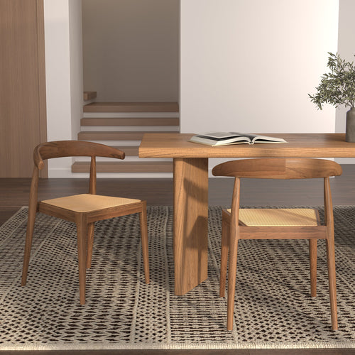 Alia - Lot De 2 Chaises En Bois De Teck Et Cannage En Rotin