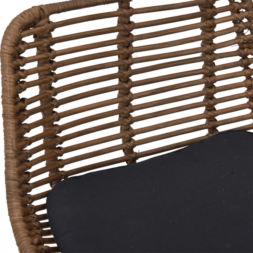 Capurgana - Set of 2 Designer Bar Stools - Rattan - Dark Wood