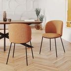Bulle - Conjunto de 2 sillas de tela amarillo mostaza, patas de metal negro