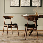 Josette - Set of 2 Chairs in Black Synthetic Leather and Rubberwood