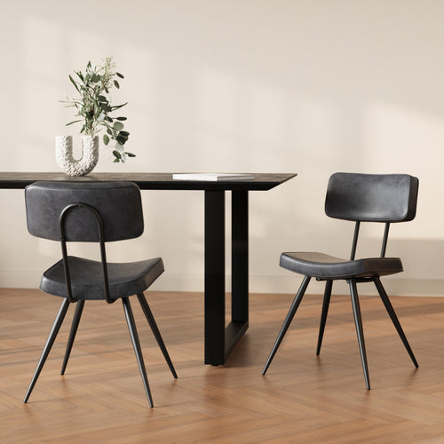 Texas - Lot De 2 Chaises En Cuir Synthétique Gris / Noir