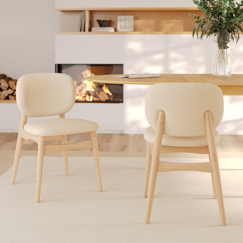 Paulette - Lot De 2 Chaises En Tissu Bouclé Beige