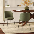 Bulle - Lot De 2 Chaises En Tissu Vert Kaki, Pieds Métal Noir