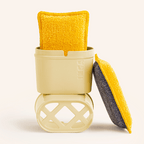 Esponja lavable amarilla con soporte