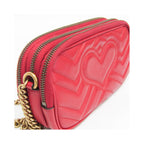 Gucci - Sac Porté Épaule Gg Marmont Medium Cuir - Rouge