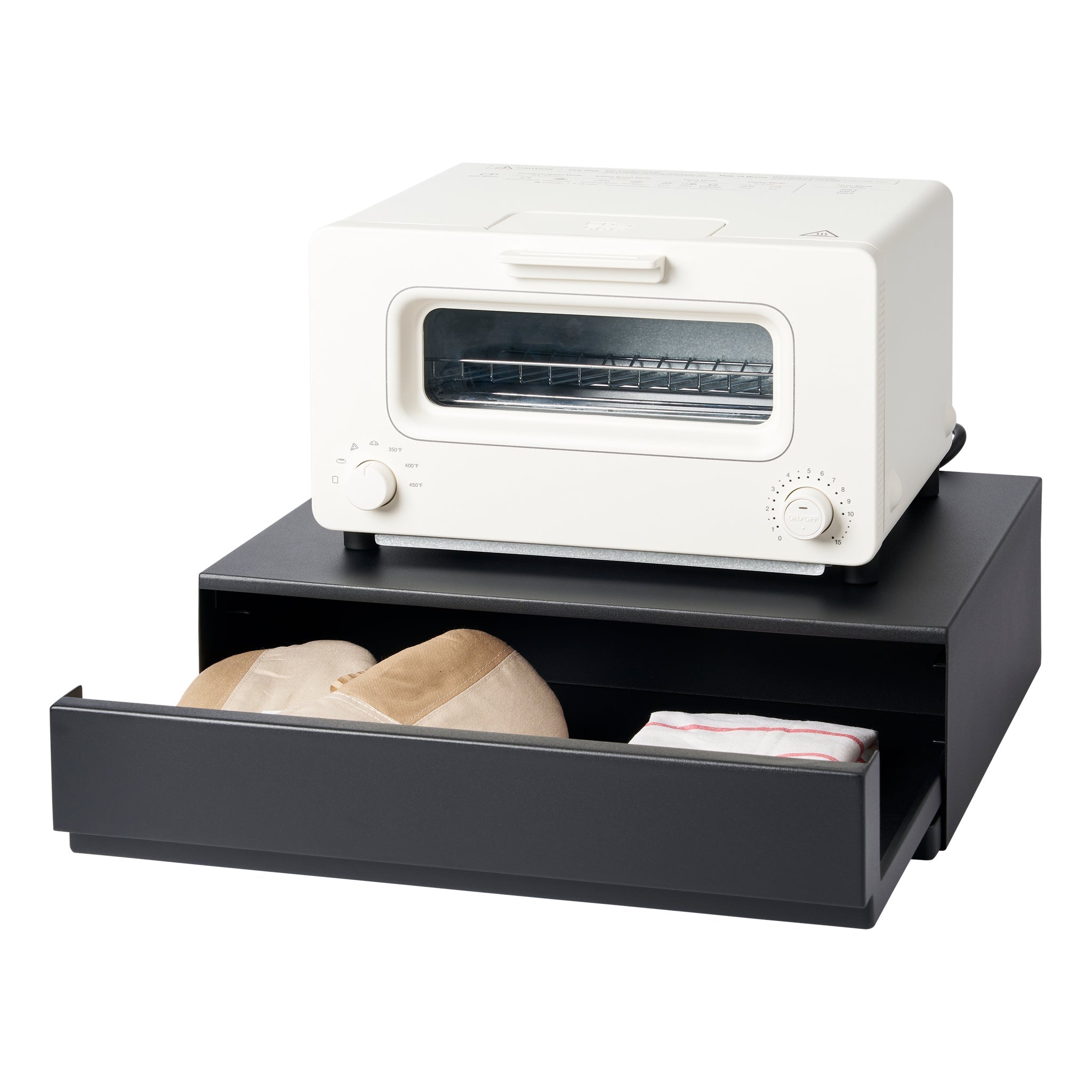 Tower Sliding Counter Tray With Drawer - Black
