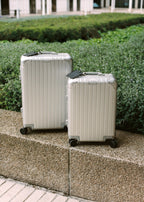 Luggage Aluminium - Set S & M - Maletas Rígidas De Aluminio Con Cerradura TSA & Ruedas Multidireccionales - Plata