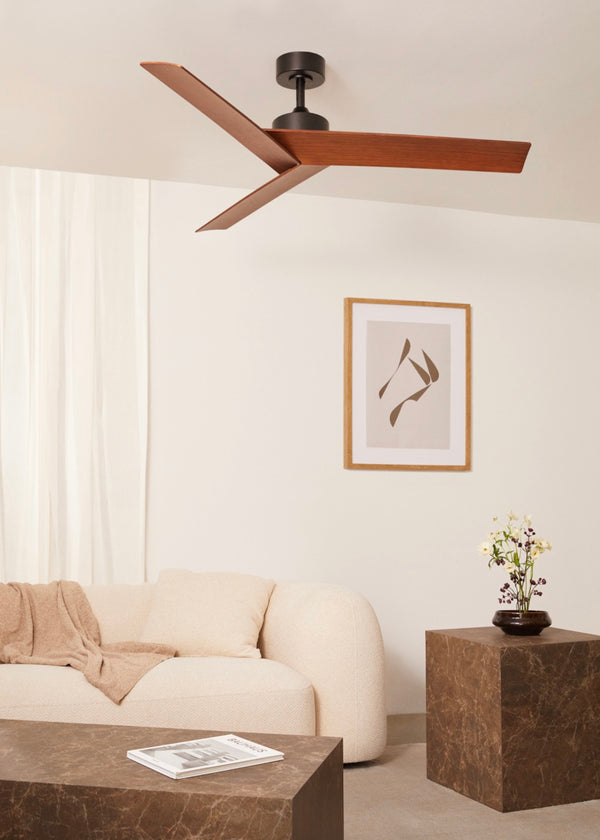 Wind Sharp - Ventilador de techo silencioso 40W - Negro/Madera oscura