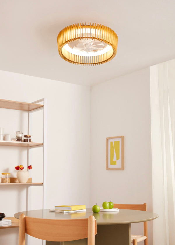 Wind Craft - Ventilador de Techo Silencioso 20W Aspas Regulables con Luz LED - Blanco/Madera Clara