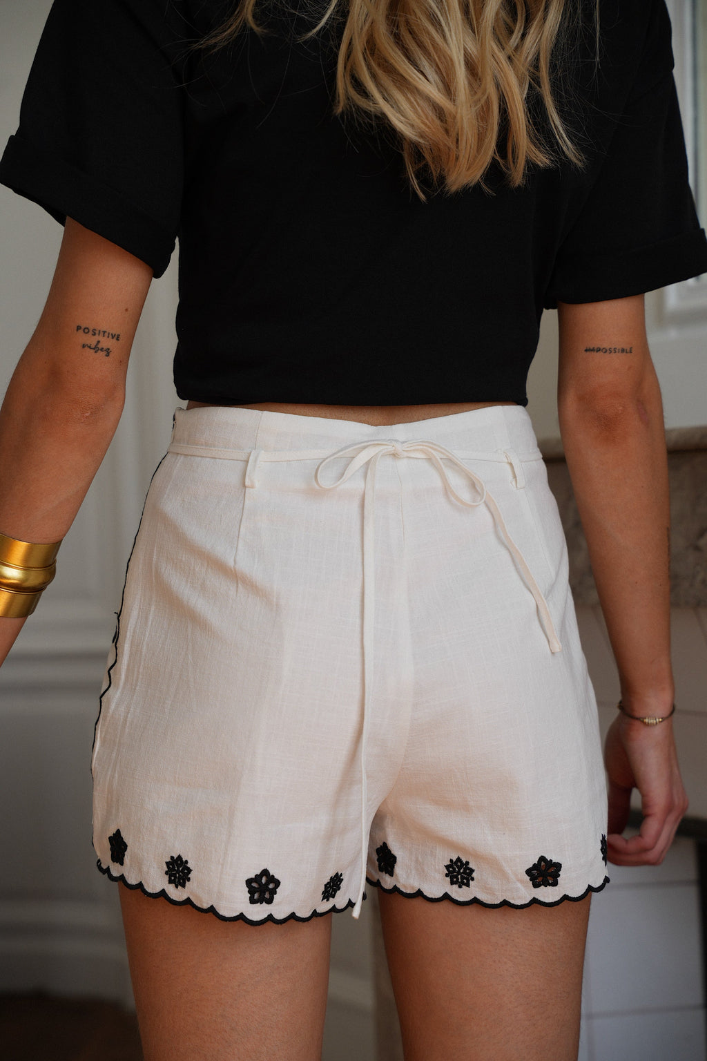 Short Brodé Aliza - Crème