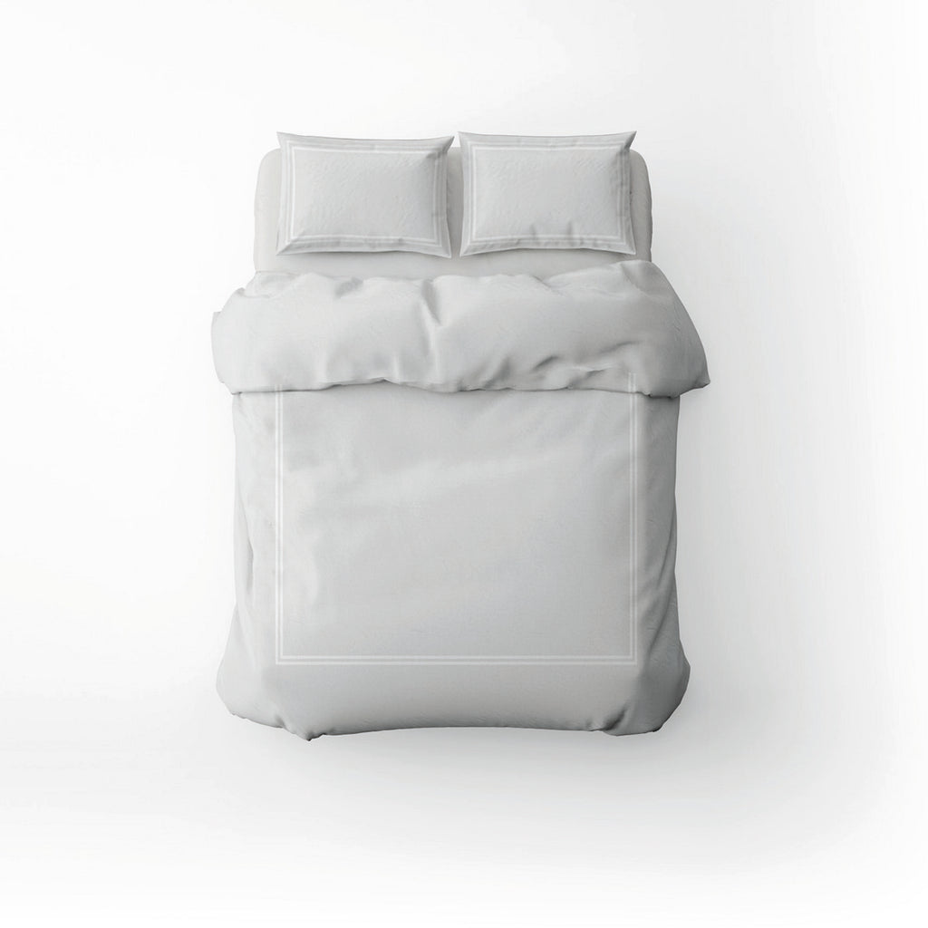 Annecy - Housse De Couette + Taie D'Oreiller - Satin De Coton - Blanc / Blanc