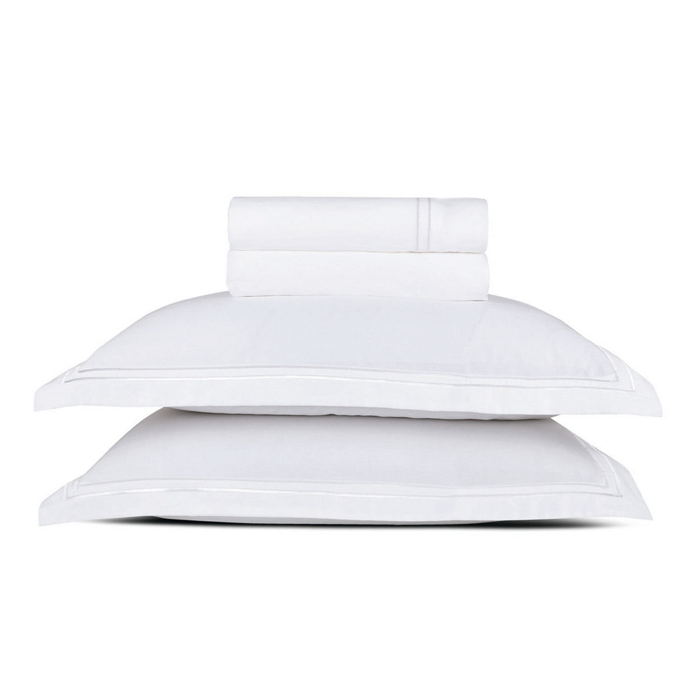Annecy - Ensemble De Draps - Satin De Coton - Blanc / Blanc