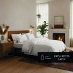 Annecy - Ensemble De Draps - Satin De Coton - Blanc / Blanc