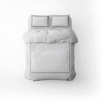 Annecy - Housse De Couette + Taie D'Oreiller - Satin De Coton - Gris / Blanc