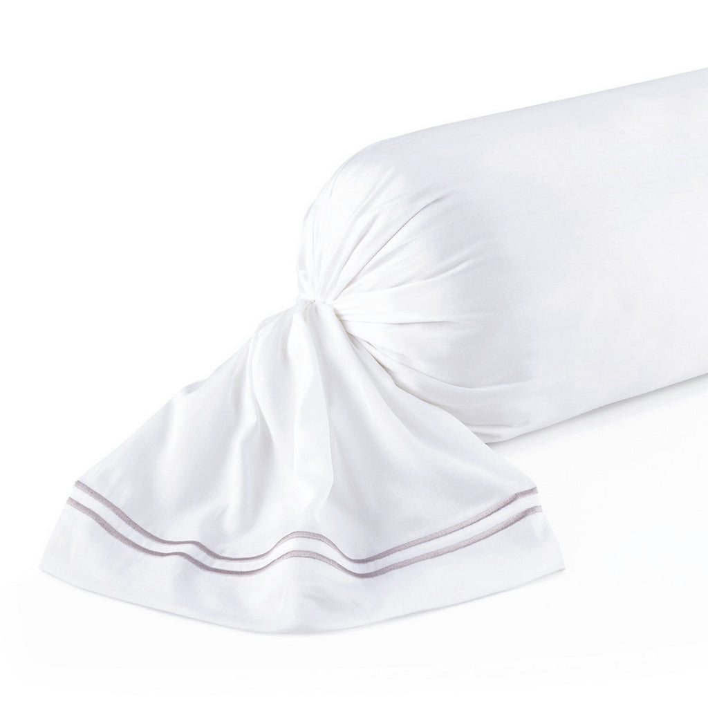 Annecy - Taie De Traversin - Satin De Coton - Gris / Blanc