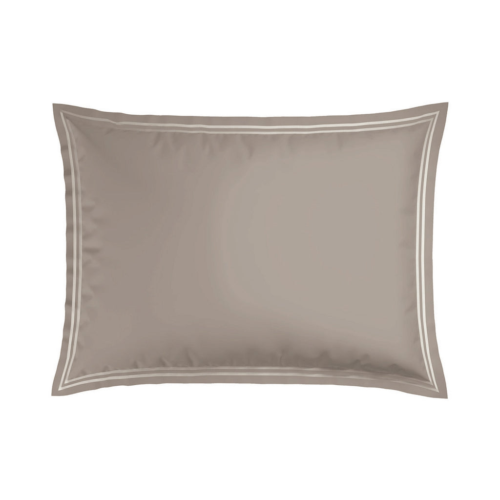 Annecy - Taie D'Oreiller - Satin De Coton - Blanc / Taupe