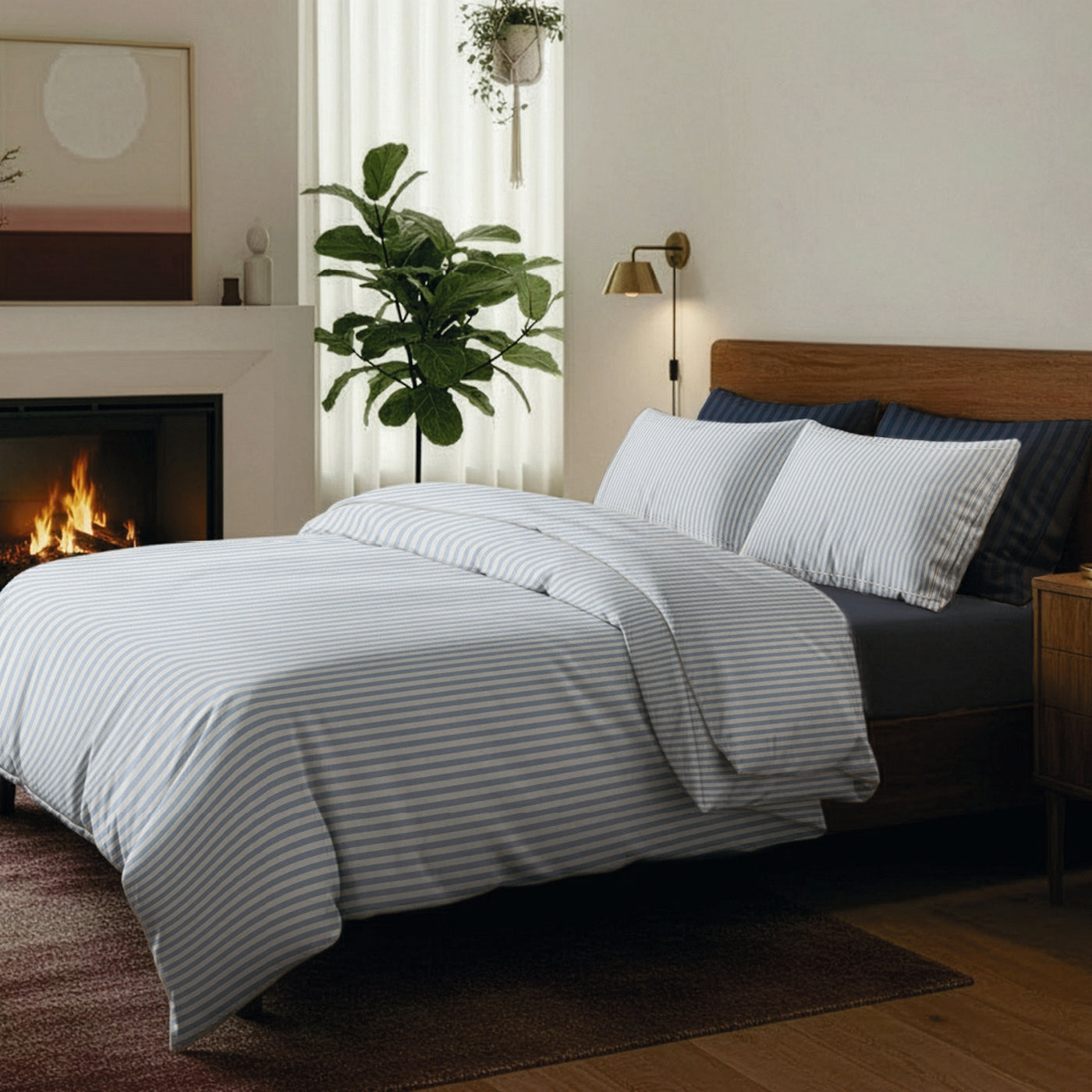 Sorbonne - Ensemble De Draps Percale De Coton - Bleu Clair