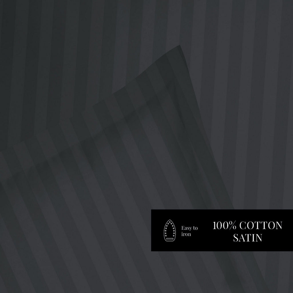 Dobby Stripe Woven - Housse De Couette + Taie D'Oreiller - Satin De Coton - Gris 03