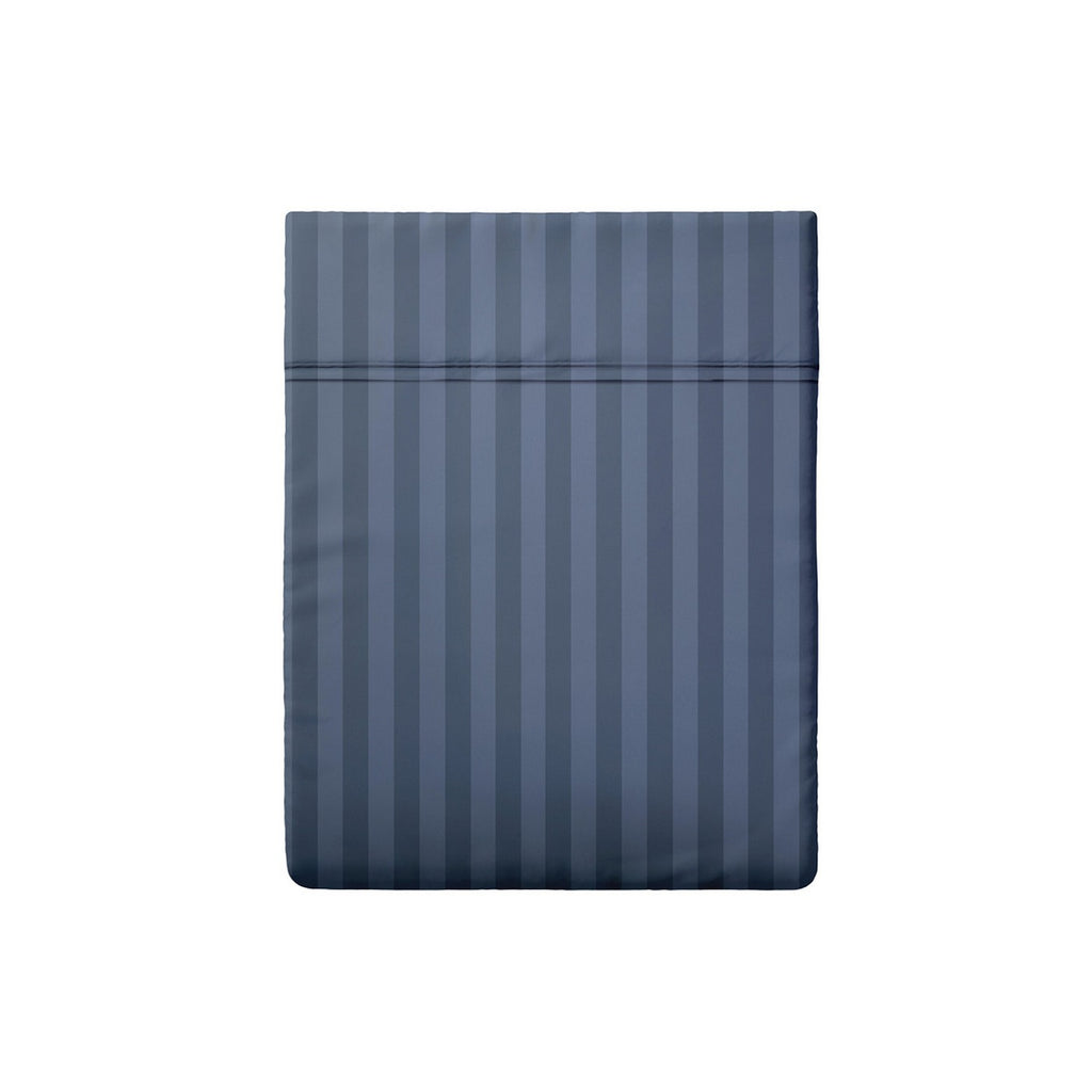 Dobby Stripe Woven Sheet Set - Drap Plat - Satin De Coton - Bleu 06