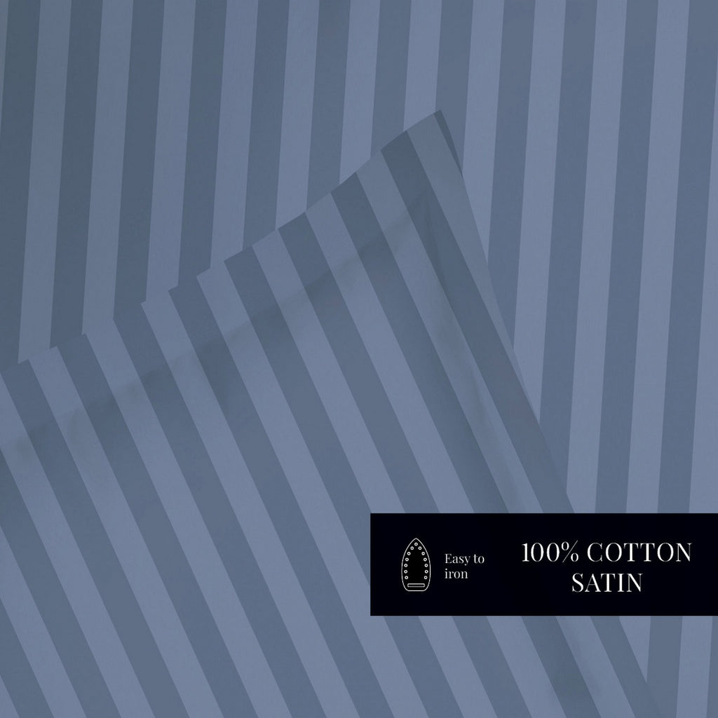 Dobby Stripe Woven - Ensemble De Draps - Satin De Coton - Bleu 06