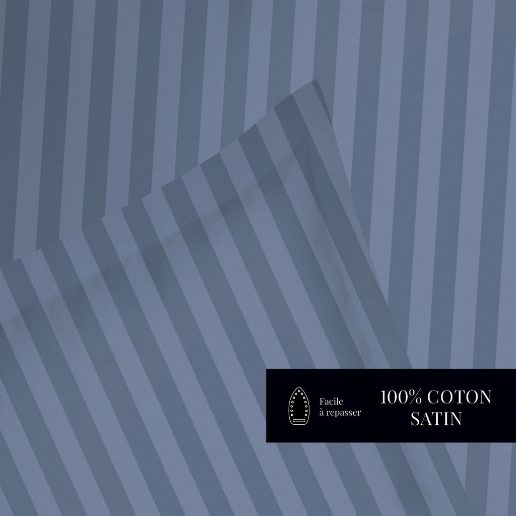 Dobby Stripe Woven - Ensemble De Draps - Satin De Coton - Bleu 06