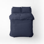 Dobby Stripe Woven - Housse De Couette + Taie D'Oreiller - Satin De Coton - Blue 11