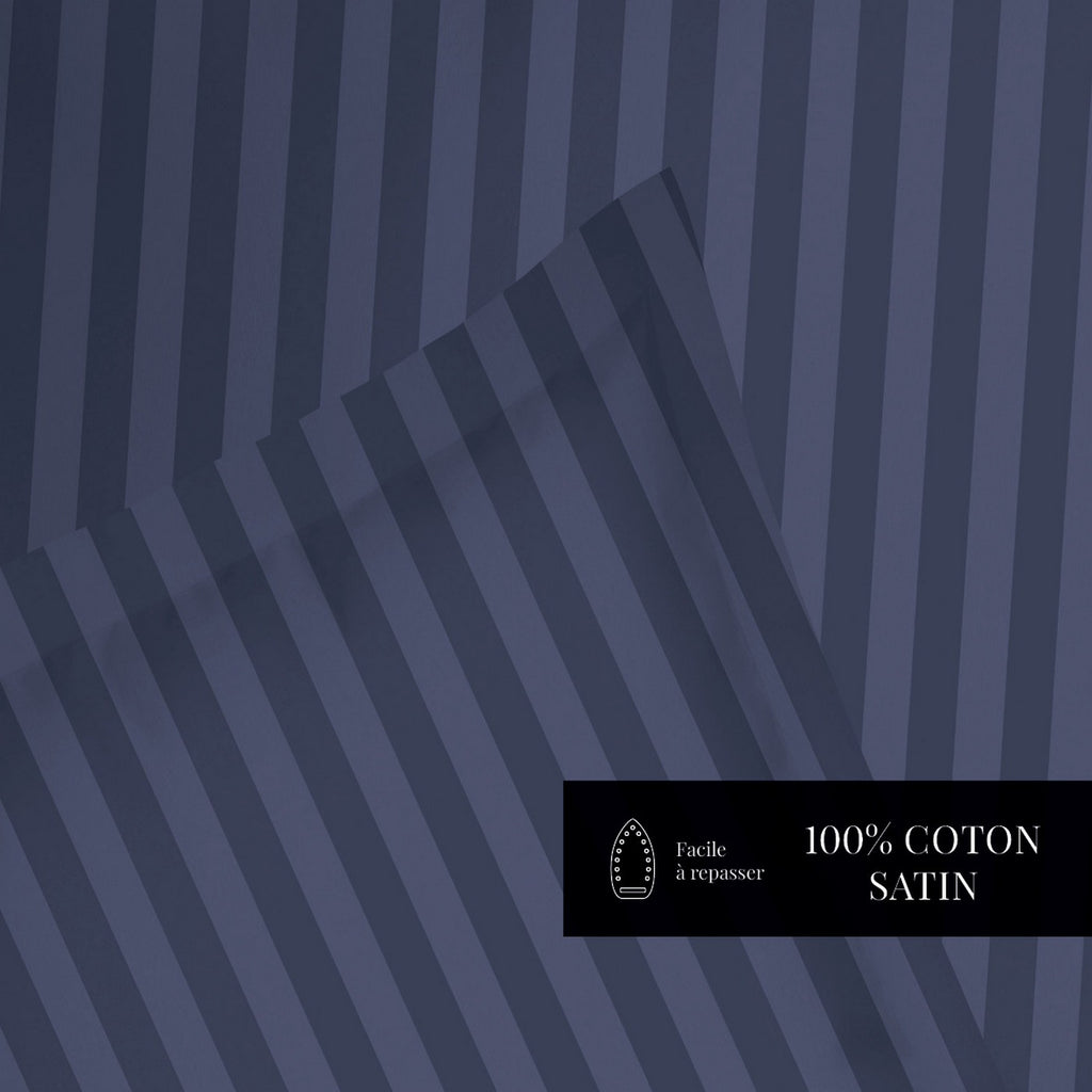 Dobby Stripe Woven - Drap Plat - Satin De Coton - Blue 11