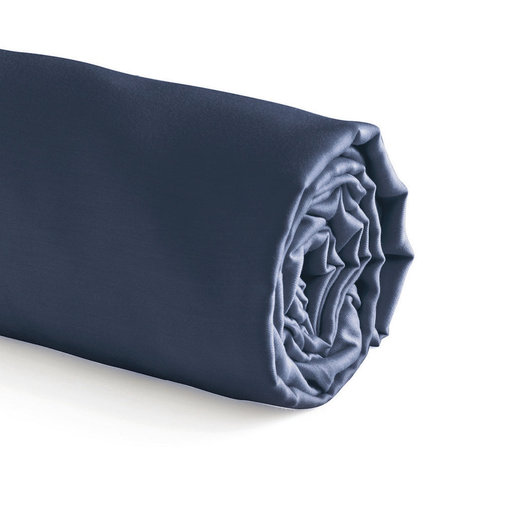 Uni - Drap-Housse - Satin De Coton - Blue 11