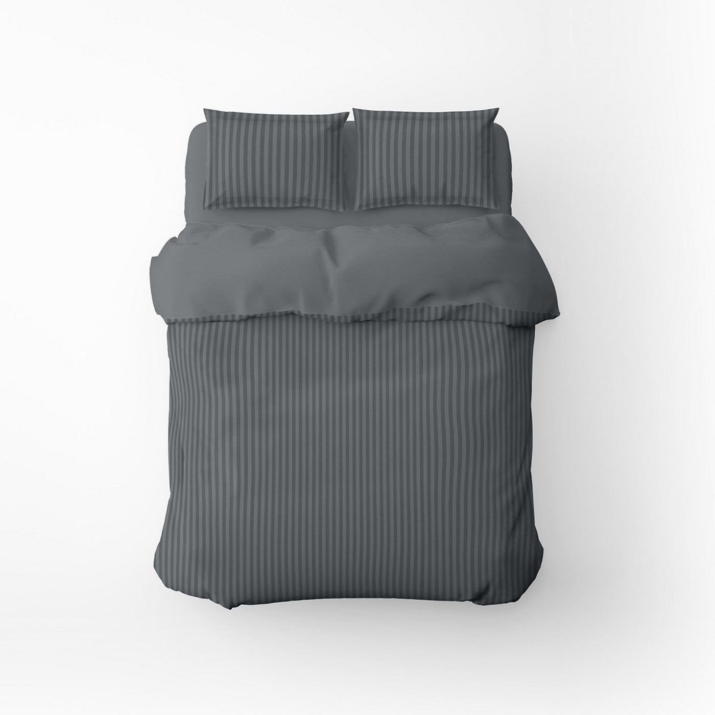 Dobby Stripe Woven - Funda Nórdica + Funda De Almohada - Satén De Algodón - Gris 02
