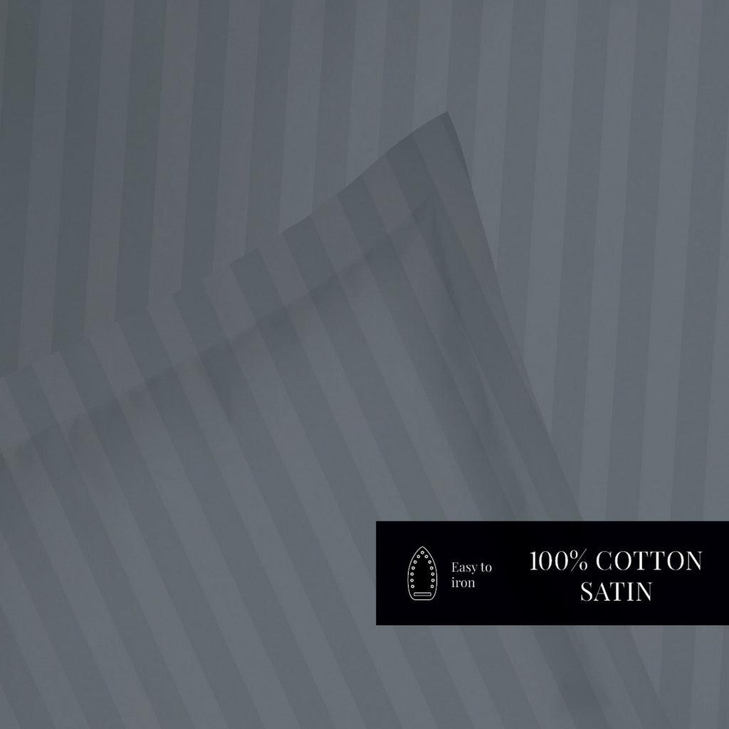 Dobby Stripe Woven - Funda Nórdica + Funda De Almohada - Satén De Algodón - Gris 02
